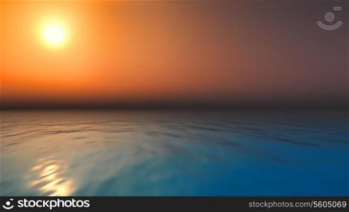 3D render of a sunset sea