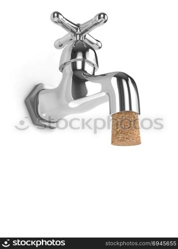 3d render of a tap with a cork in it.