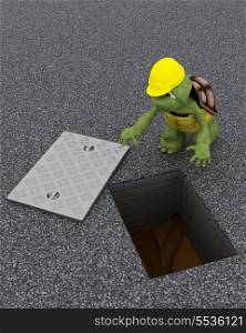 3D render of a tortoise building contractor