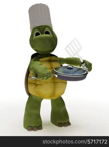 3D render of a Tortoise Caricature as a Chef