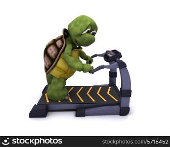 3D Render of a Tortoise running on treadmill