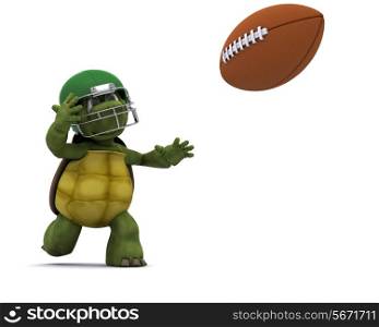3D Render of a Tortoise throwing an american football