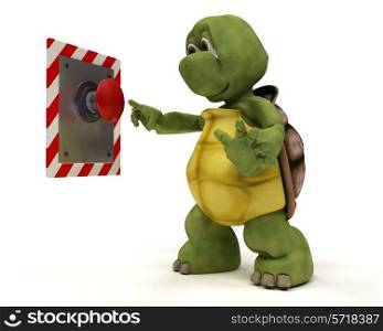 3D render of a Tortoise with a push button