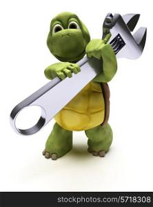 3D render of a Tortoise with a spanner