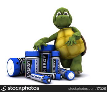 3D render of a tortoise with batteries