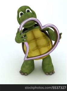 3D render of a tortoise with heart charm