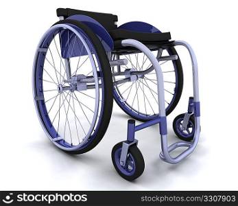 3d render of a wheelchair isolated on white