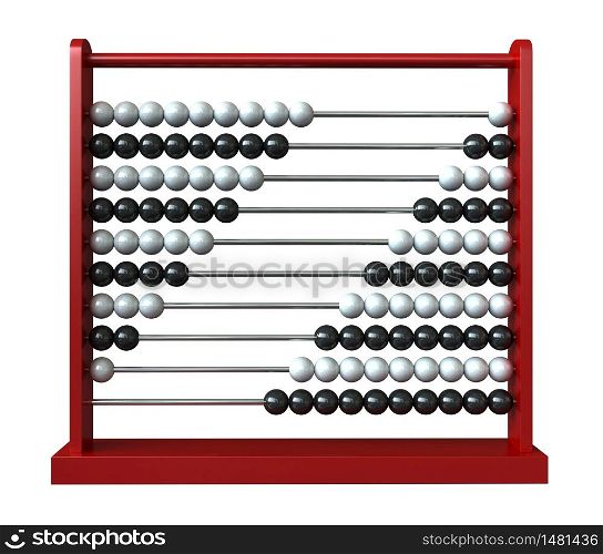 3d render of an abacus with black and white balls
