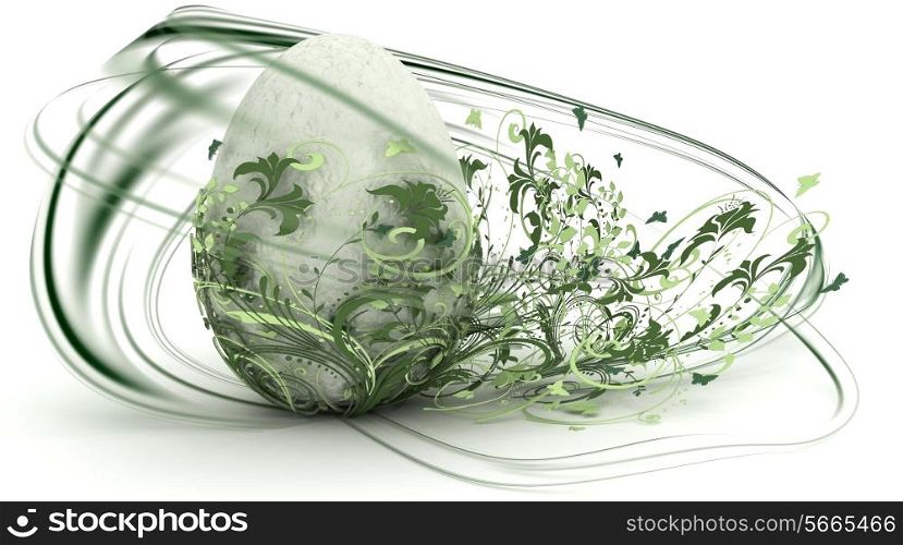 3D Render of an abstract floral easter egg