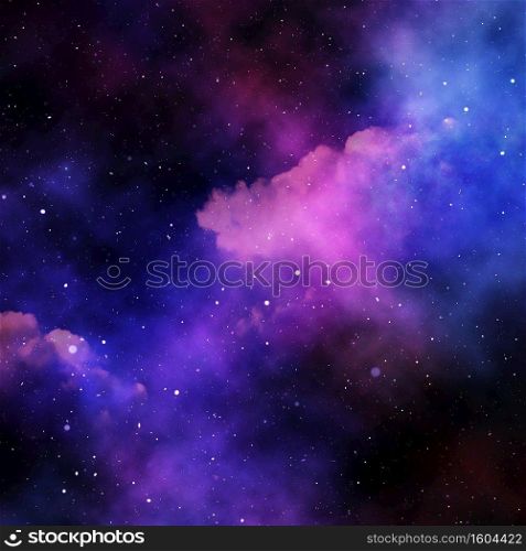 3D render of an abstract space sky with stars and nebula