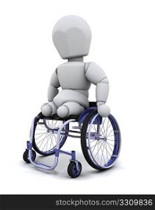 3d render of an amputee in a wheelchair