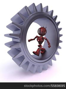 3D Render of an Android and gears concept