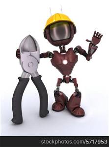 3D Render of an android Builder with wire cutters