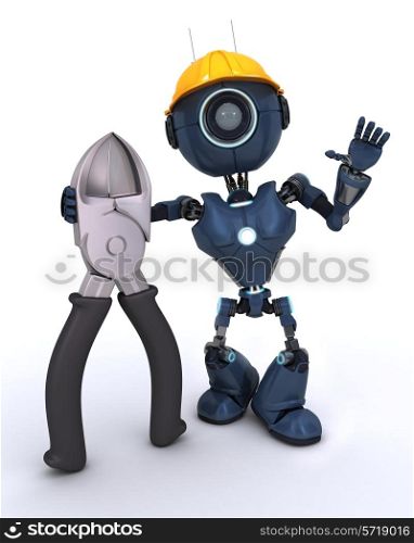 3D Render of an android Builder with wire cutters