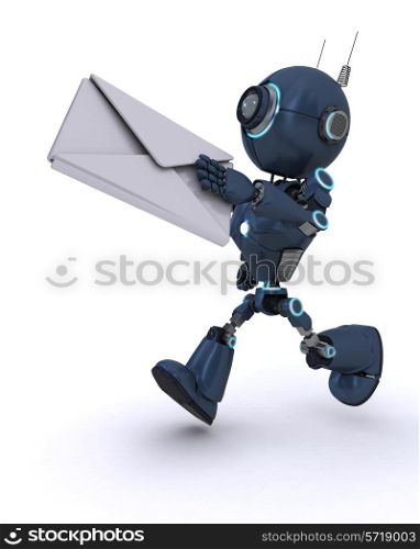 3D Render of an Android delivering a letter