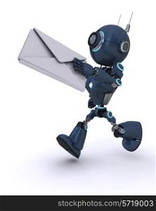 3D Render of an Android delivering a letter
