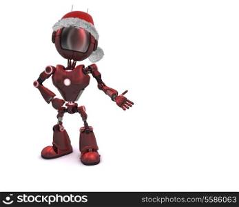 3D Render of an Android in a Santa hat