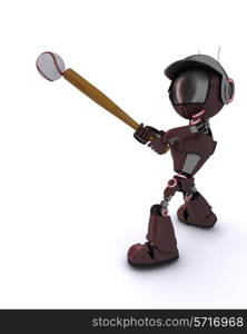 3D Render of an Android playing baseball