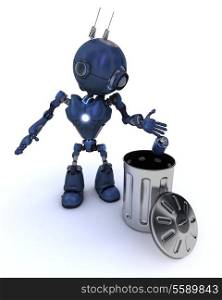 3D Render of an Android recycling trash