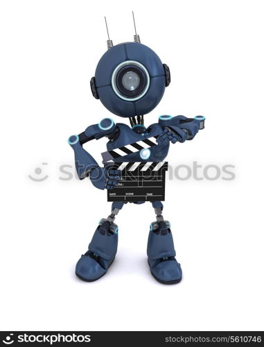 3D Render of an Android with clapper board