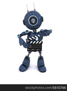 3D Render of an Android with clapper board