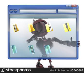 3D Render of an Android with computer window