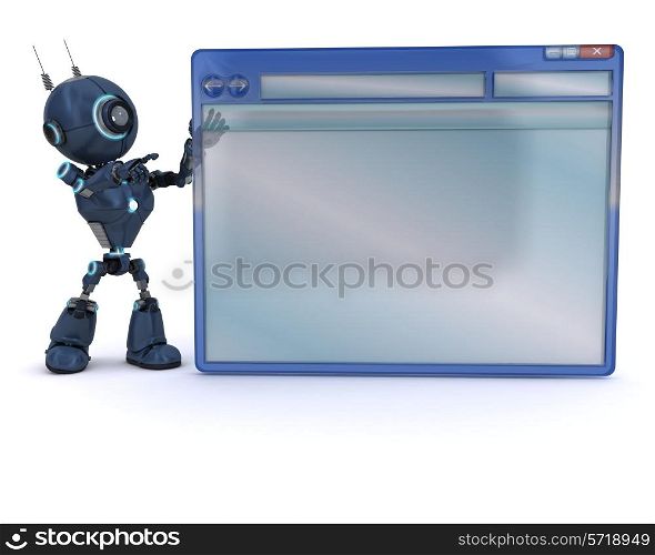 3D Render of an Android with computer window