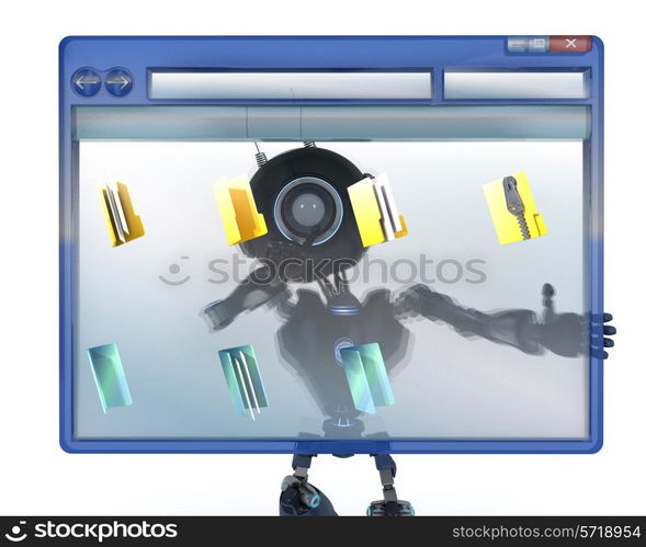 3D Render of an Android with computer window