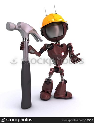 3D Render of an Android with hammer