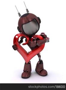 3D Render of an Android with Heart