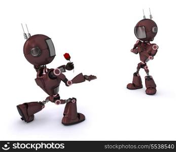 3D Render of an Android with Rose