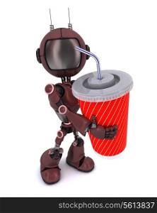 3D Render of an Android with soda