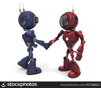 3D Render of an Androids shaking hands