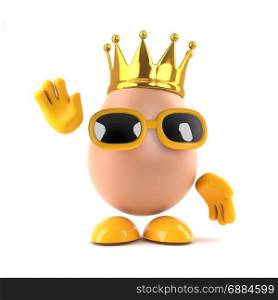 3d render of an egg wearing a gold crown