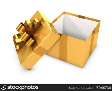 3d render of an open gold gift box