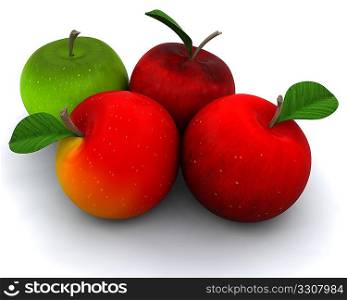 3D render of apples isolated on white