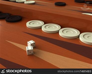 3D render of backgammon game board