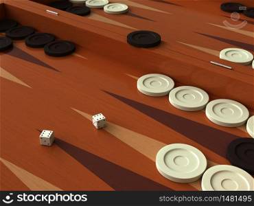 3D render of backgammon game board