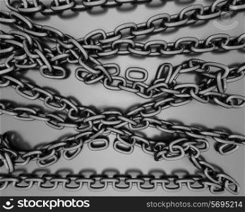 3D Render of Background of steel chains