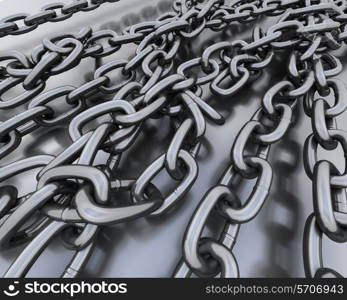 3D Render of Background of steel chains