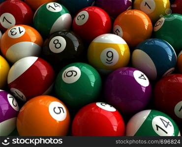 3d render of billiard balls