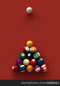 3d render of billiard balls and table