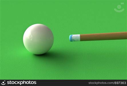 3d render of billiard balls and table
