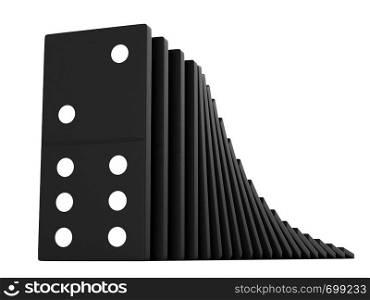 3d render of black domino blocks over white background