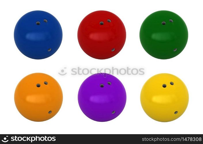 3d render of bowling balls isolated over white background