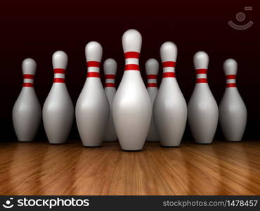 3d render of bowling pins