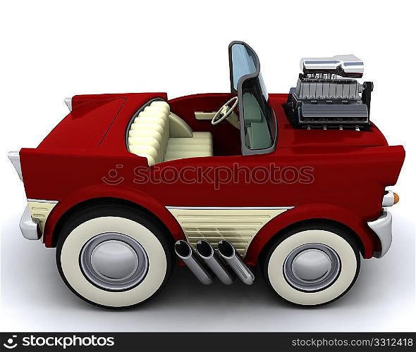 3D render of Charicature of supercharged 50&acute;s classic car