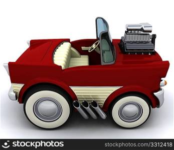 3D render of Charicature of supercharged 50&acute;s classic car