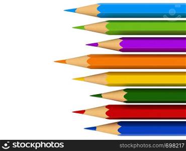 3d render of color pencils isolated over white background