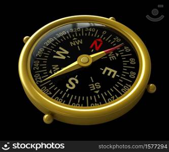 3d render of compass isolated over black background